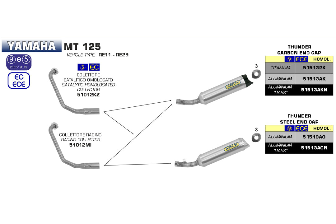 ARROW Krümmer Yamaha MT125, 14-