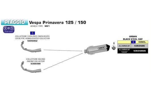 ARROW Krümmer für Vespa Primavera 14- Edelstahl