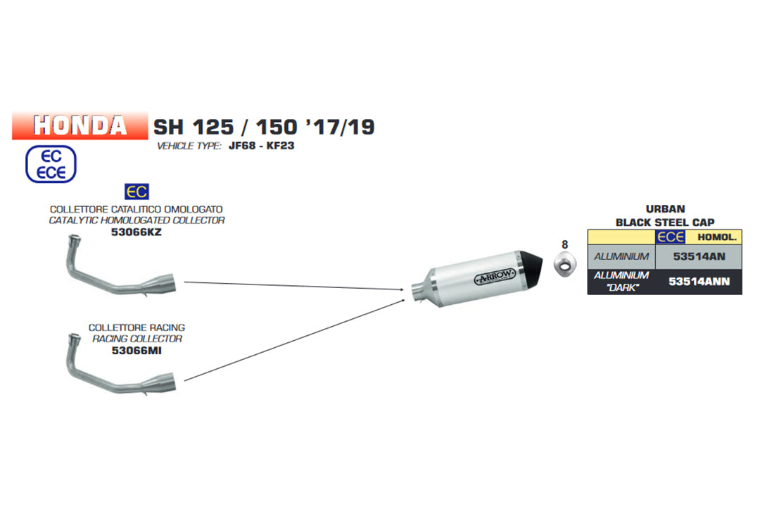 ARROW Krümmer für Honda PCX125/150 12- Edelstahl