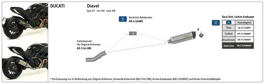ARROW Zwischenrohr Ducati Diavel G1 ´11-