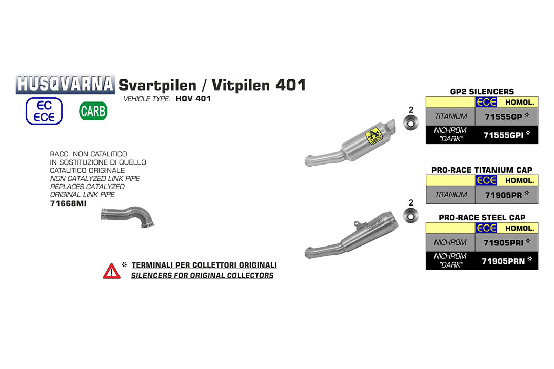 ARROW Pro Race Husqvarna Svartpilen - Vitpilen 401