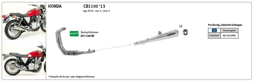 ARROW Pro Racing Honda CB1100 SC65 13- NiChrom
