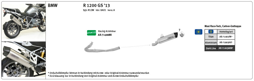 ARROW RACE TECH BMW R1200GS R12W 13- Alu schwarz