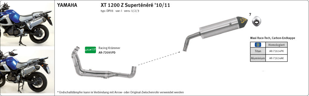 ARROW Krümmer XT1200Z Super Tenere DP01 DP04