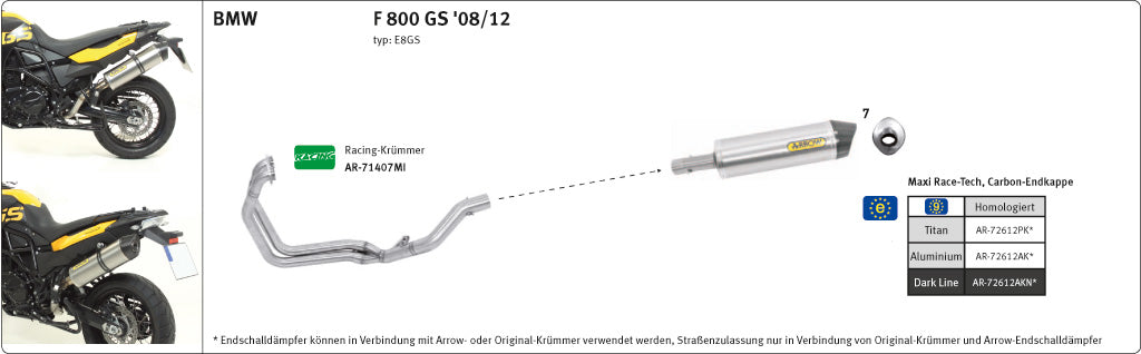 ARROW RACE-TECH F650GS/F800GS E8ST 08- Alu schw.