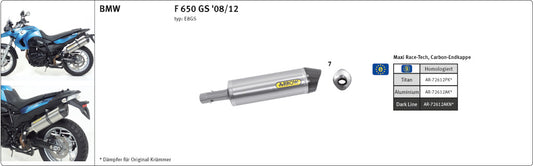 ARROW RACE-TECH F650GS/F800GS E8ST 08- Alu schw.
