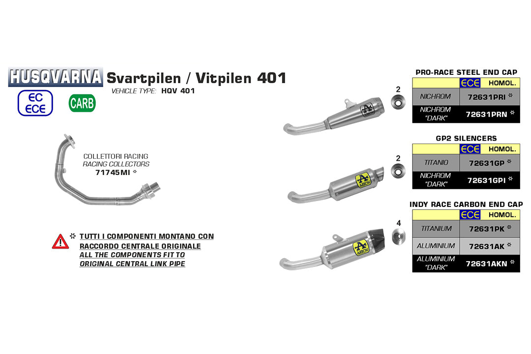 ARROW Pro Race Husqvarna Svartpilen - Vitpilen 401