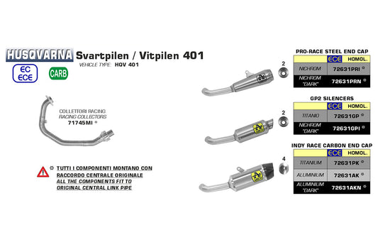 ARROW GP2 Husqvarna Svartpilen 401 20- Edelstahl