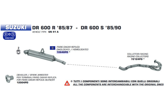 ARROW Racing Krümmer DR600 85-Edelstahl